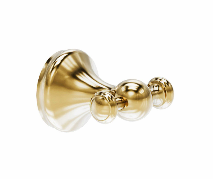 William Traditional Double Robe Hook - Brushed Gold