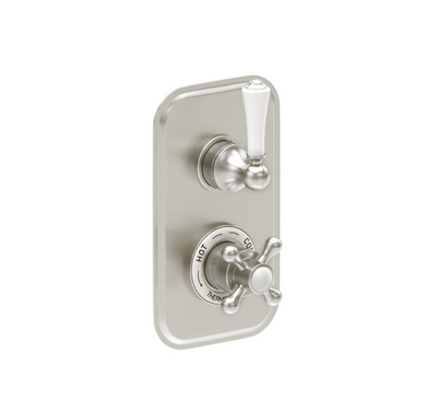 William Traditional Twin Concealed Thermostatic Shower Valve With Single Outlet- Brushed Nickel N24