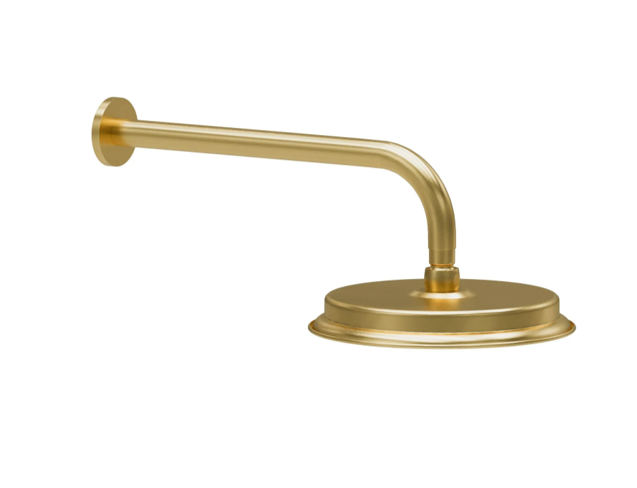 William Traditional Shower Head & Shower Arm - Brushed Gold N24