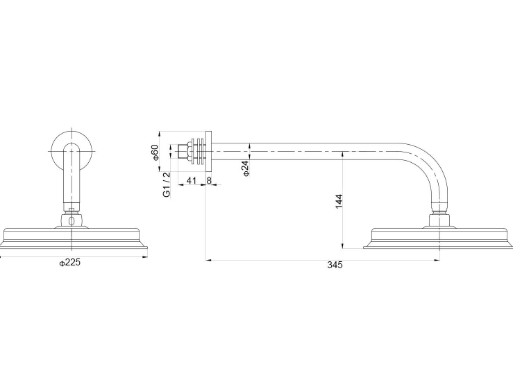 William Traditional Shower Head & Shower Arm - Brushed Nickel N24