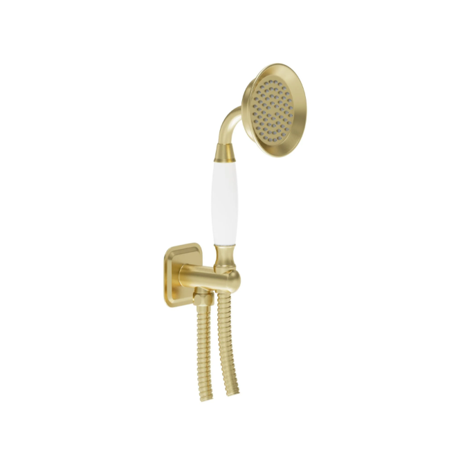 William Traditional Shower Handset & Holder with Built in Outlet - Brushed Gold N24