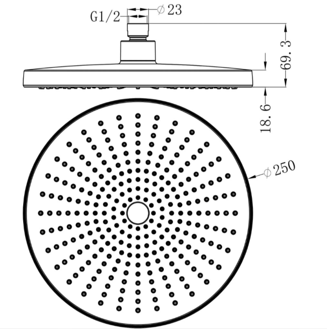 Chelsea 250mm Round Shower Head - Chrome