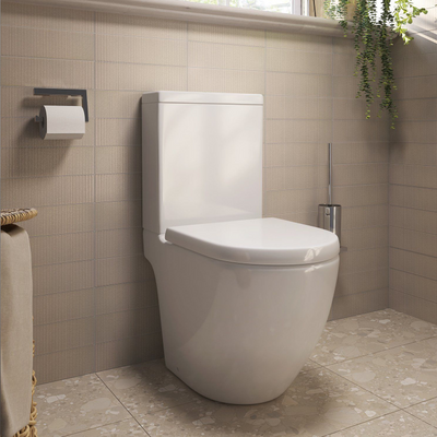 Faye Close Coupled Rimless Short Projection Open Back Toilet with Soft Close Seat N24AW