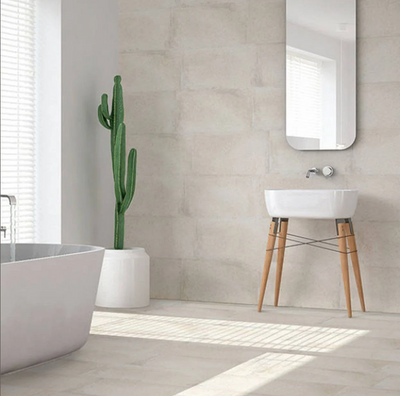 Rocheport Ivory Porcelain Stone Effect Tile - 300x600mm N24AW