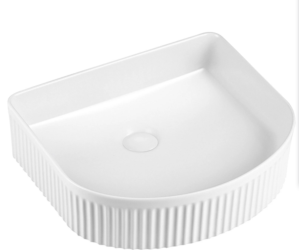 Genesis Ribbed Curved Countertop Ceramic Basin N24AW