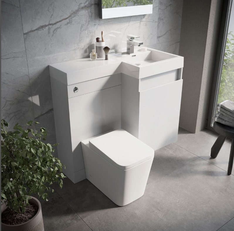 Alhambra 900mm Vanity & WC Combination Unit in Light Grey – Right Hand