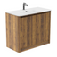 Jack 1000mm Ribbed Floorstanding Vanity Unit with Doors in Walnut with Black Basin N24