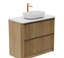 Jack 1000mm Ribbed Floorstanding Vanity Unit with Drawers in Natural Oak with White Worktop N24