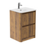 Jack 600mm Ribbed Floorstanding Vanity Unit with Drawers in Walnut with Gloss White Ceramic Basin N24