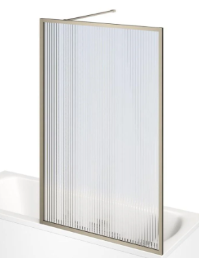 Hopper Brushed Nickel Frame Bath Screen - Fluted Glass