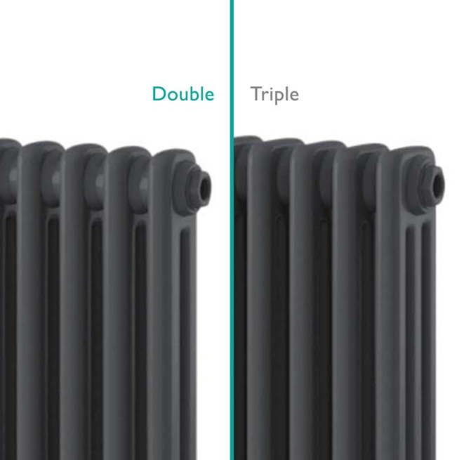 Nevada Black Triple Horizontal Column Radiator - 600mm