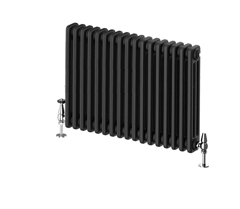 Nevada Black Triple Horizontal Column Radiator - 600mm