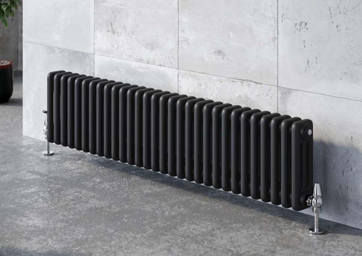 Nevada Black Triple Horizontal Column Radiator - 600mm