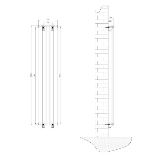 Michigan Grey Single Vertical Flat Panel Radiator - 1800x340mm