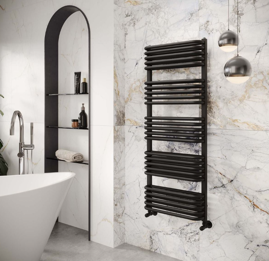 Arthur Matt Black Heated Towel Rail – 1269x500mm