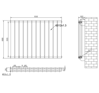 Michigan White Double Horizontal Flat Panel Radiator - 600 x 816mm