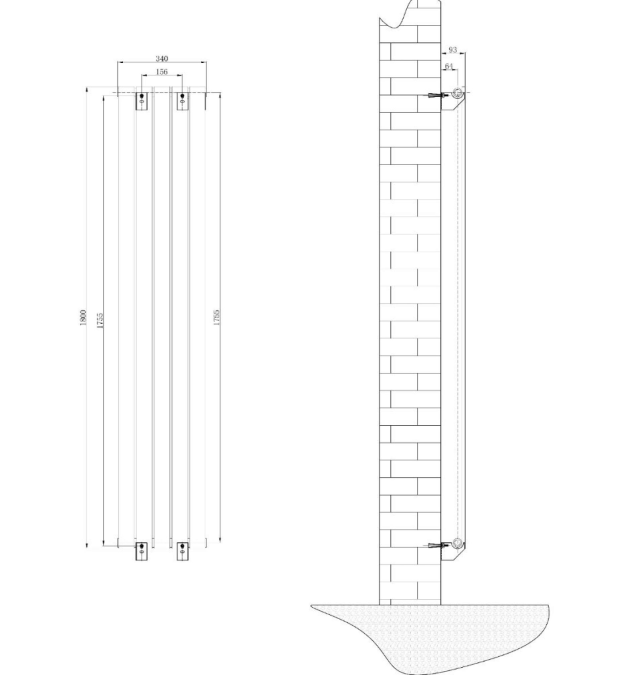 Michigan White Double Vertical Flat Panel Radiator - 1800x340mm