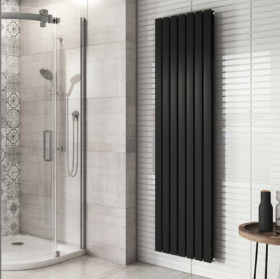 Michigan Black Double Vertical Flat Panel Radiator - 1800x475mm