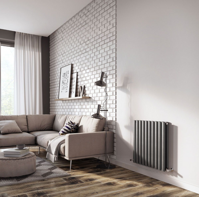 Minnesota Grey Double Horizontal Radiator - 600x590mm