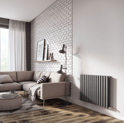 Minnesota Grey Double Horizontal Radiator - 600x820mm