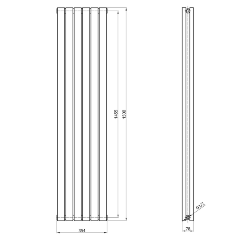 Minnesota White Double Horizontal Radiator - 350x1500mm