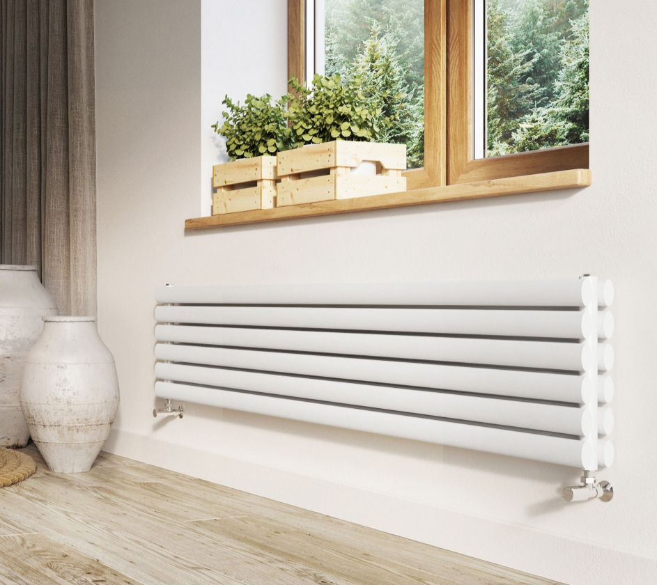 Minnesota White Double Horizontal Radiator - 350x1500mm