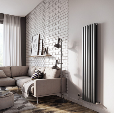 Minnesota Grey Double Vertical Radiator - 1200x472mm