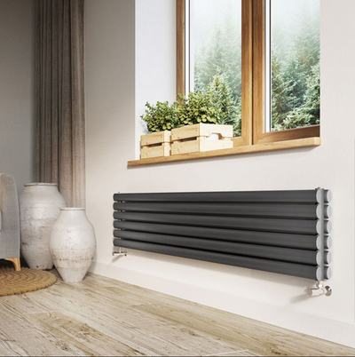 Minnesota Grey Double Horizontal Radiator - 472x1200mm