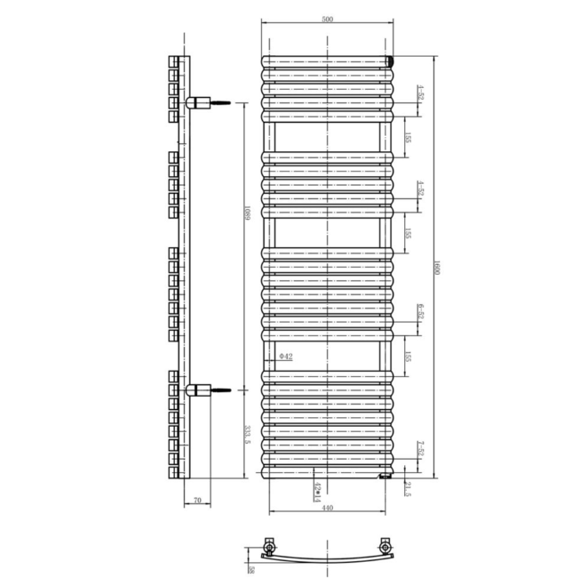 Oklahoma 1600 x 500mm Heated Towel Rail - Anthracite Grey