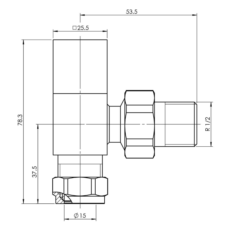 Square Black Angled Pair of Radiator Valves