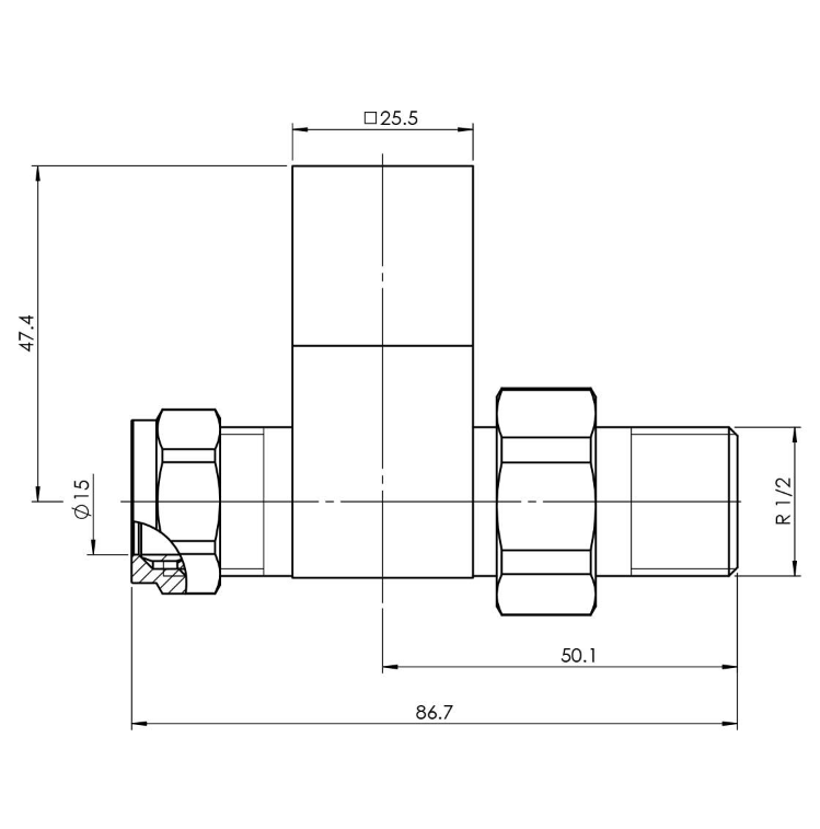 Square Chrome Straight Pair of Radiator Valves