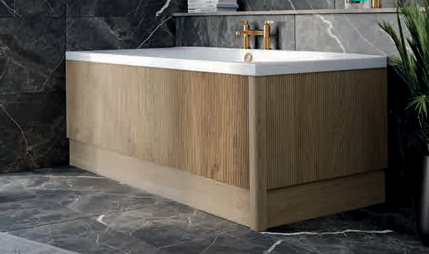 Jack 1000mm Ribbed Floorstanding Vanity Unit with Doors in Natural Oak with White Worktop N24