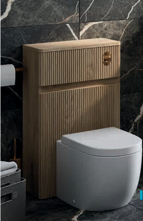 Jack 1000mm Ribbed Floorstanding Vanity Unit with Doors in Natural Oak with White Worktop N24