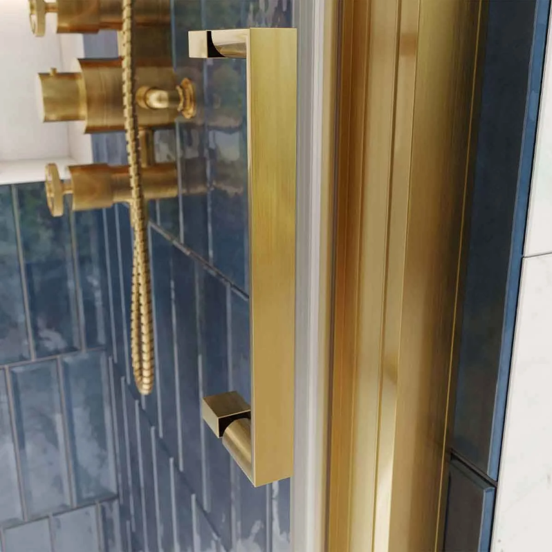 Murphy Brushed Gold Sliding Shower Door Quadrant - 1200x900mm