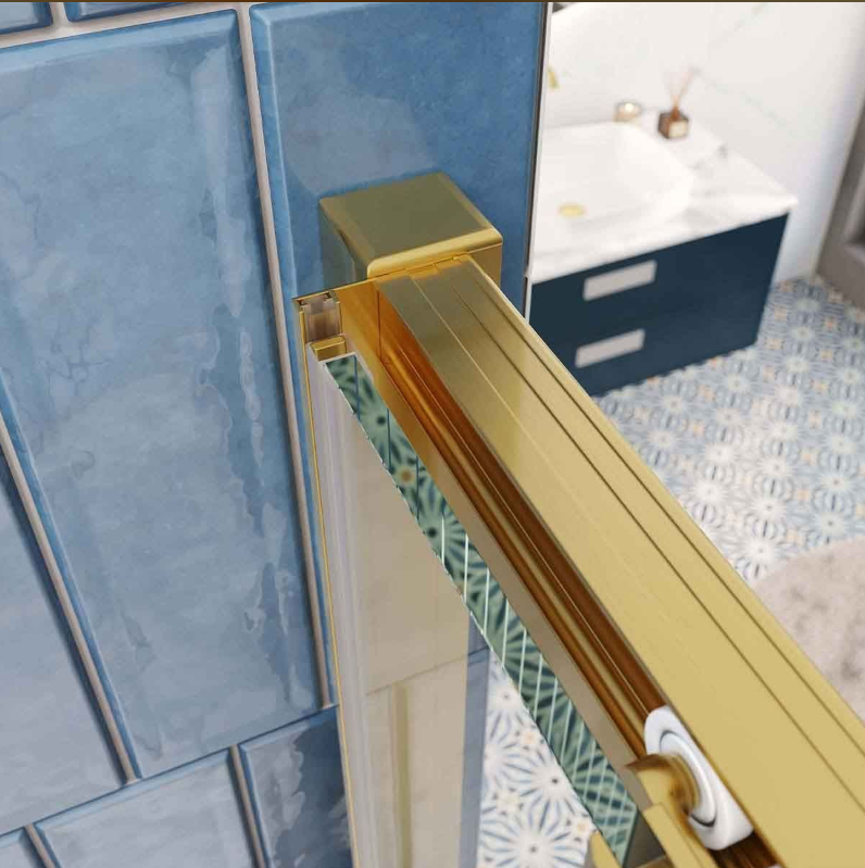 Murphy Brushed Gold Sliding Shower Door Quadrant - 1200x900mm