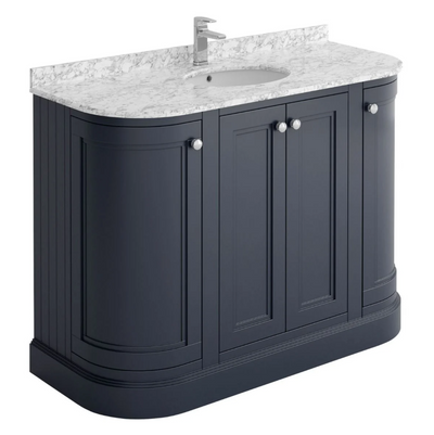 Louise 1200mm Curved Floor Standing Vanity Unit in Midnight Grey with Worktop and Ceramic Basin