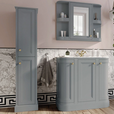 Louise Tall Bathroom Storage Unit in Light Grey