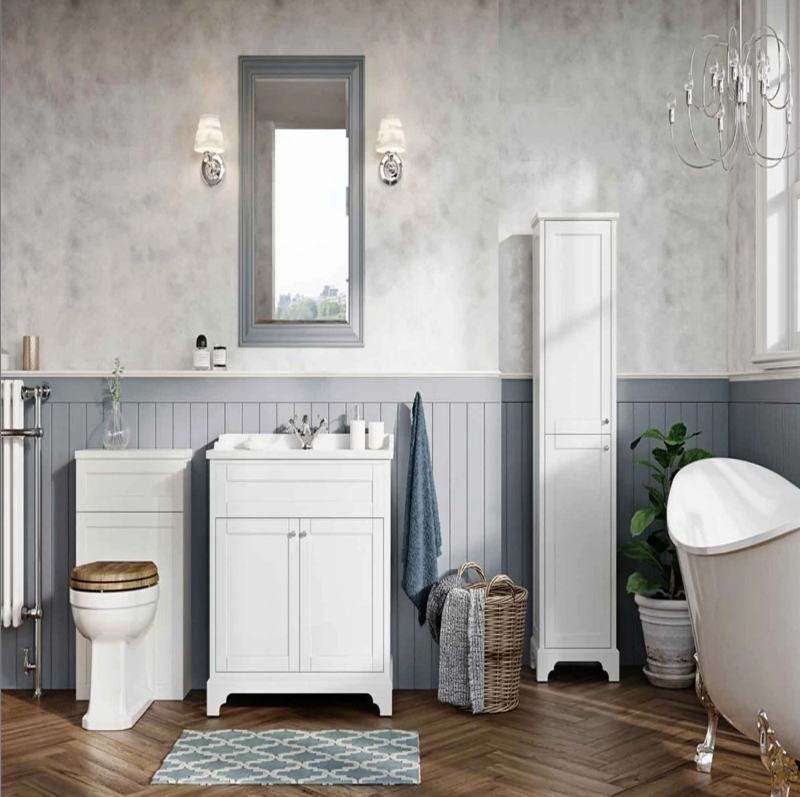 George 810mm Floorstanding Traditional Vanity Unit in Matt White