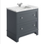 York 650mm Vanity Unit in Midnight Grey with Marble Worktop & Ceramic Basin