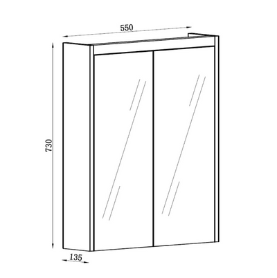 Deane LED Mirrored Wall Cabinet Double Door Matt White 550mm