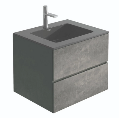 Venice Wall Mounted Vanity Unit Concrete & Black Resin Basin 600mm