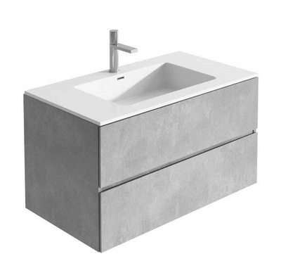 Venice Wall Mounted Vanity Unit Concrete & White Resin Basin 900mm