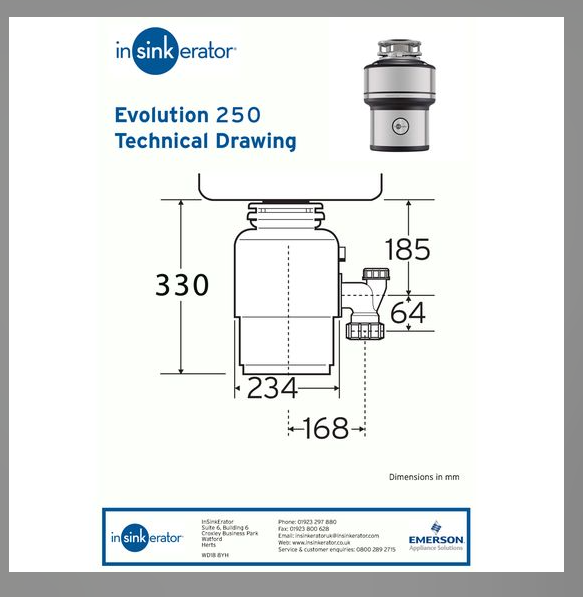 InSinkErator Evolution 250 Waste Disposal Unit