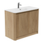 Jack 1000mm Ribbed Floorstanding Vanity Unit with Doors in Natural Oak with Matt White Basin N24