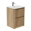 Jack 600mm Ribbed Floorstanding Vanity Unit with Drawers in Natural Oak with Matt Black Basin N24