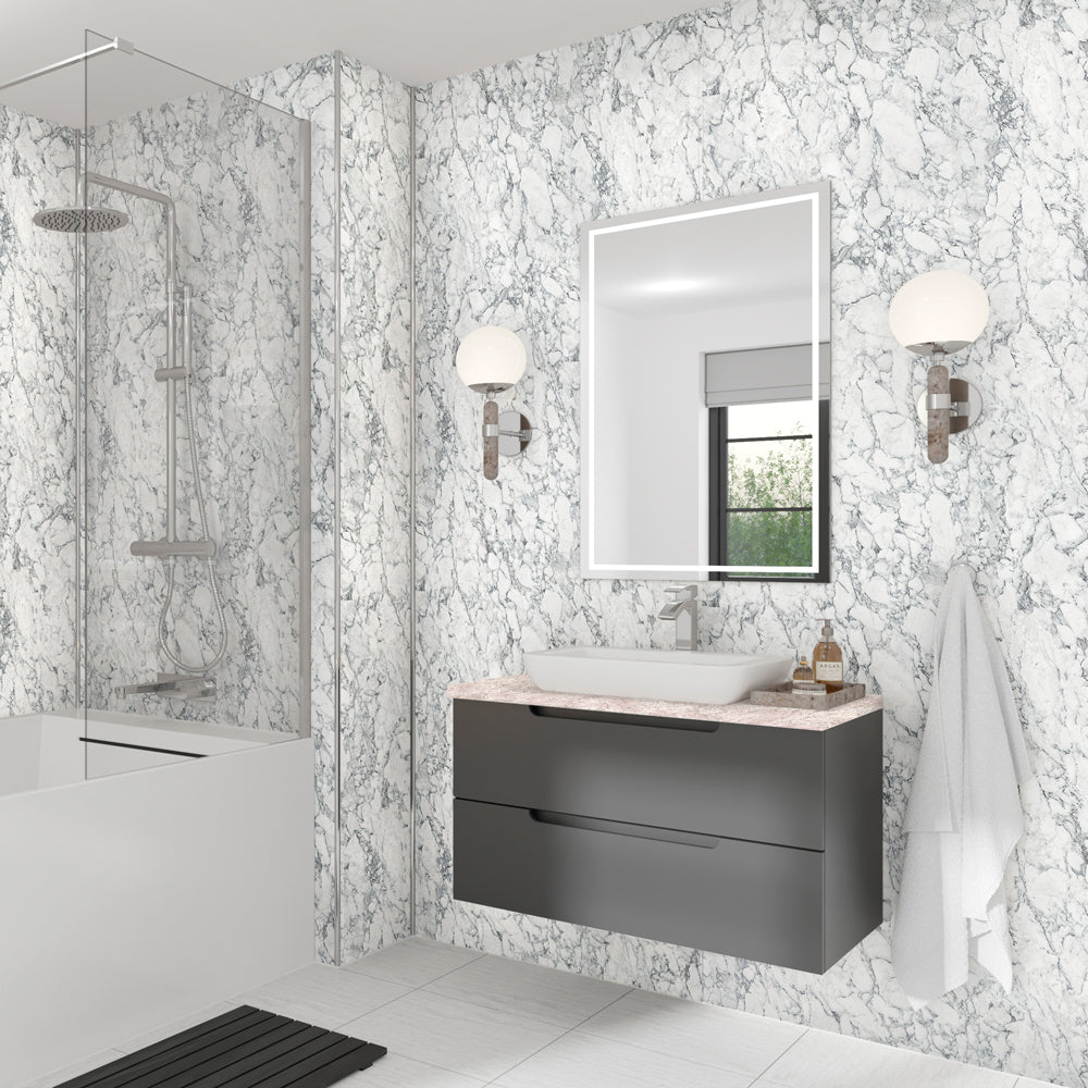 White Marble Wetwall Mermaid Plywood Bathroom Wall Boards - Timeless Trade