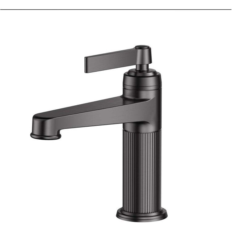 Abbey Brushed Gunmetal Ribbed Basin Tap N23