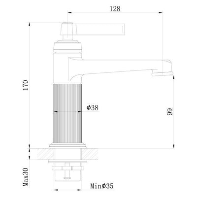 Abbey Brushed Gunmetal Ribbed Basin Tap N23