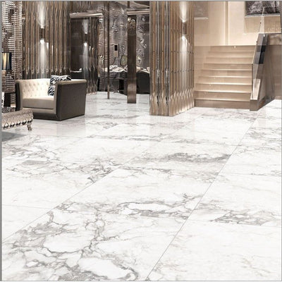 Abigail White Polished Porcelain Tile - 600x600mm N23