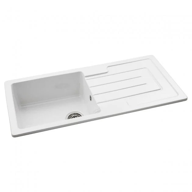 Abode Acton 1B & Drainer Ceramic Inset Sink - White